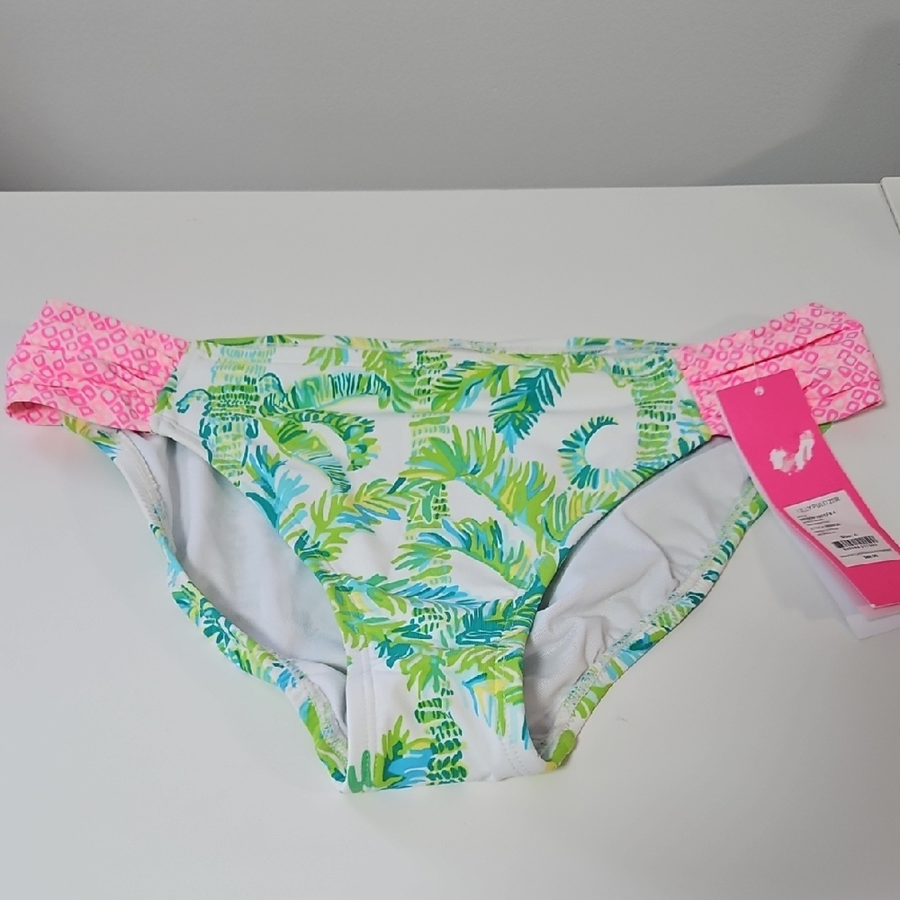Nwt Lilly Pulitzer Green Yellow Pink Bikini Bottom Size 4